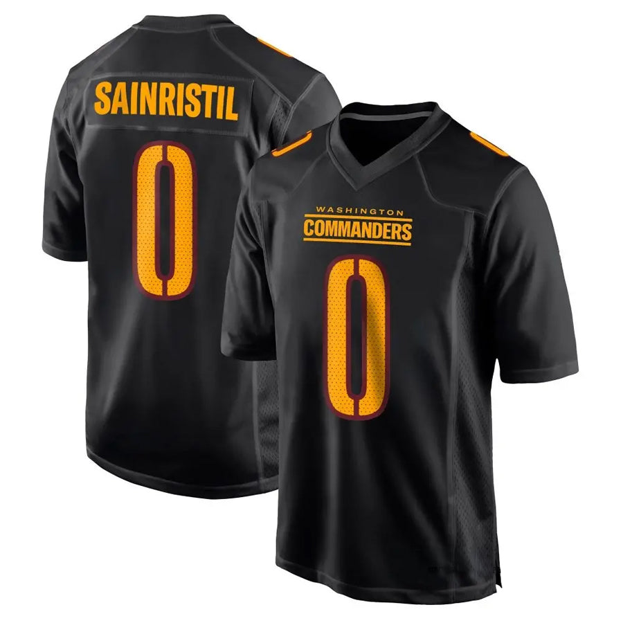 Yuxns W.Commanders #0 Mike Sainristil Player Carbon Black Fashion Stitched Jerseys