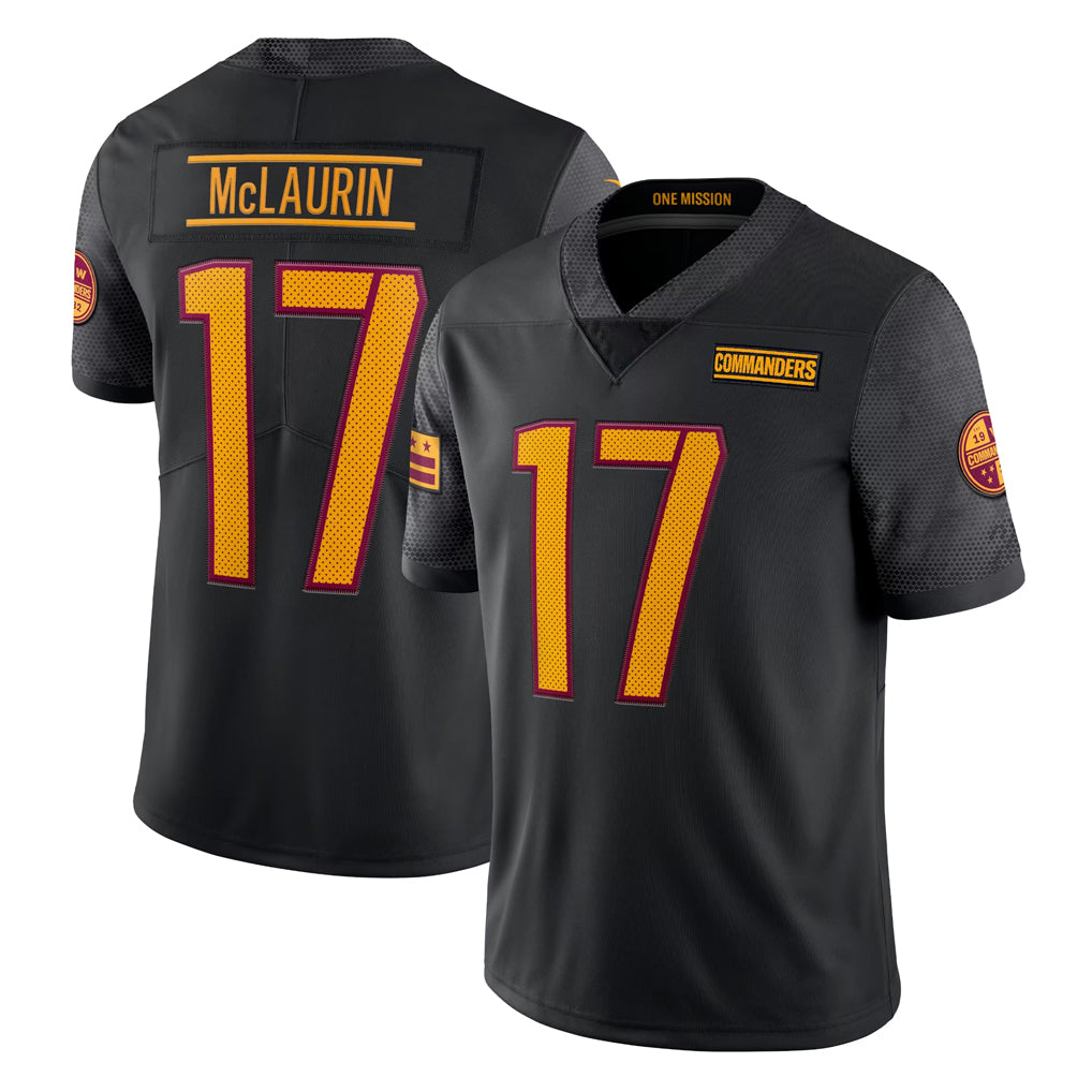 Yuxns W.Commanders #17 Terry Mclaurin Player Black Vapor Untouchable Home Game Stitched Jerseys