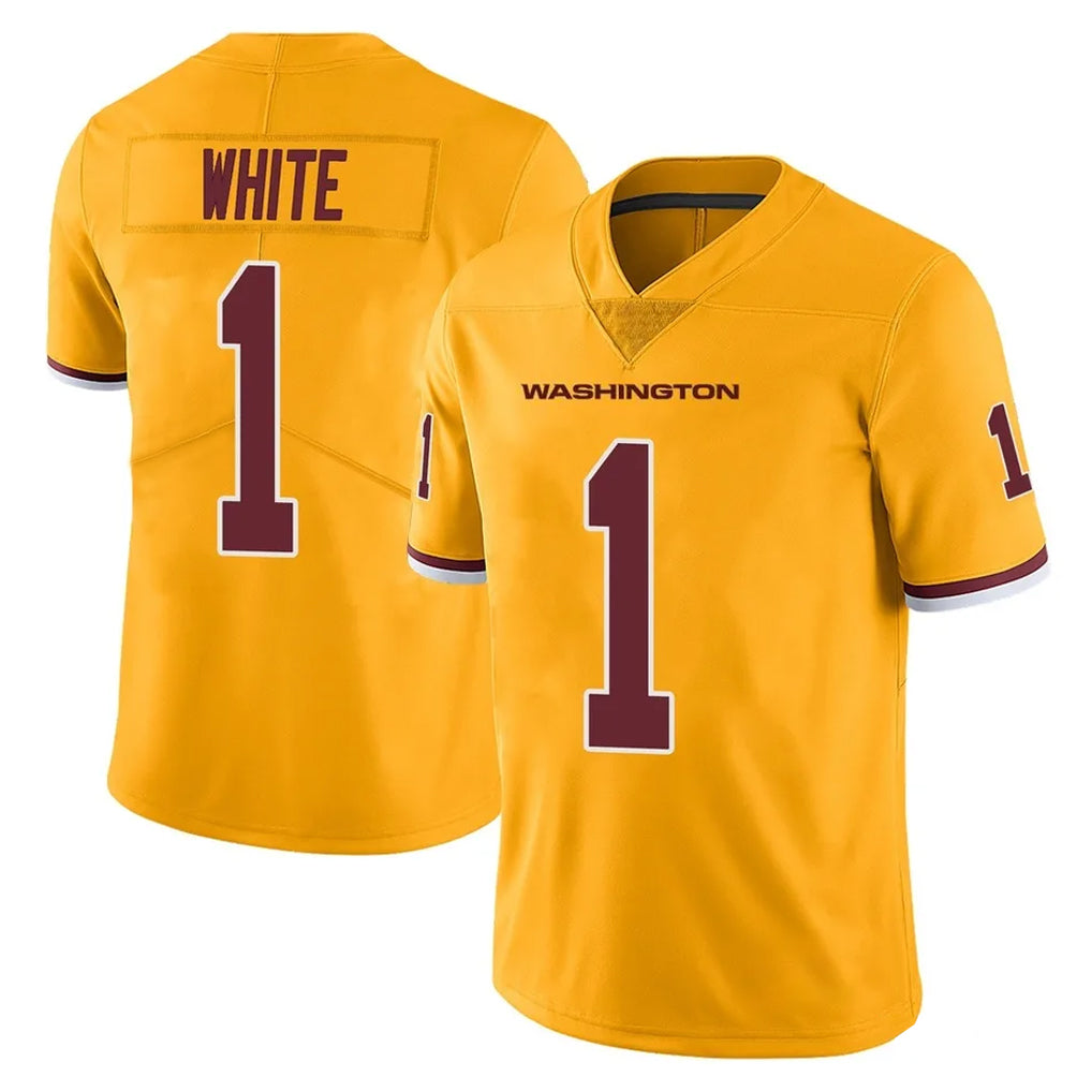 Yuxns W.Commanders #1 Rachaad White Player Gold Limited Color Rush Home Game Stitched Jerseys