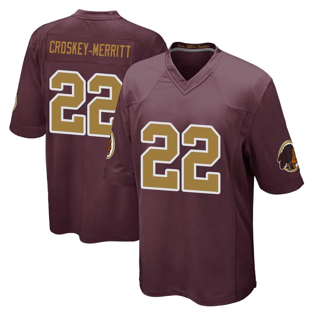 Yuxns W.Commanders #22 Jacory Croskey-Merritt Player Burgundy Alternate Home Game Stitched Jerseys