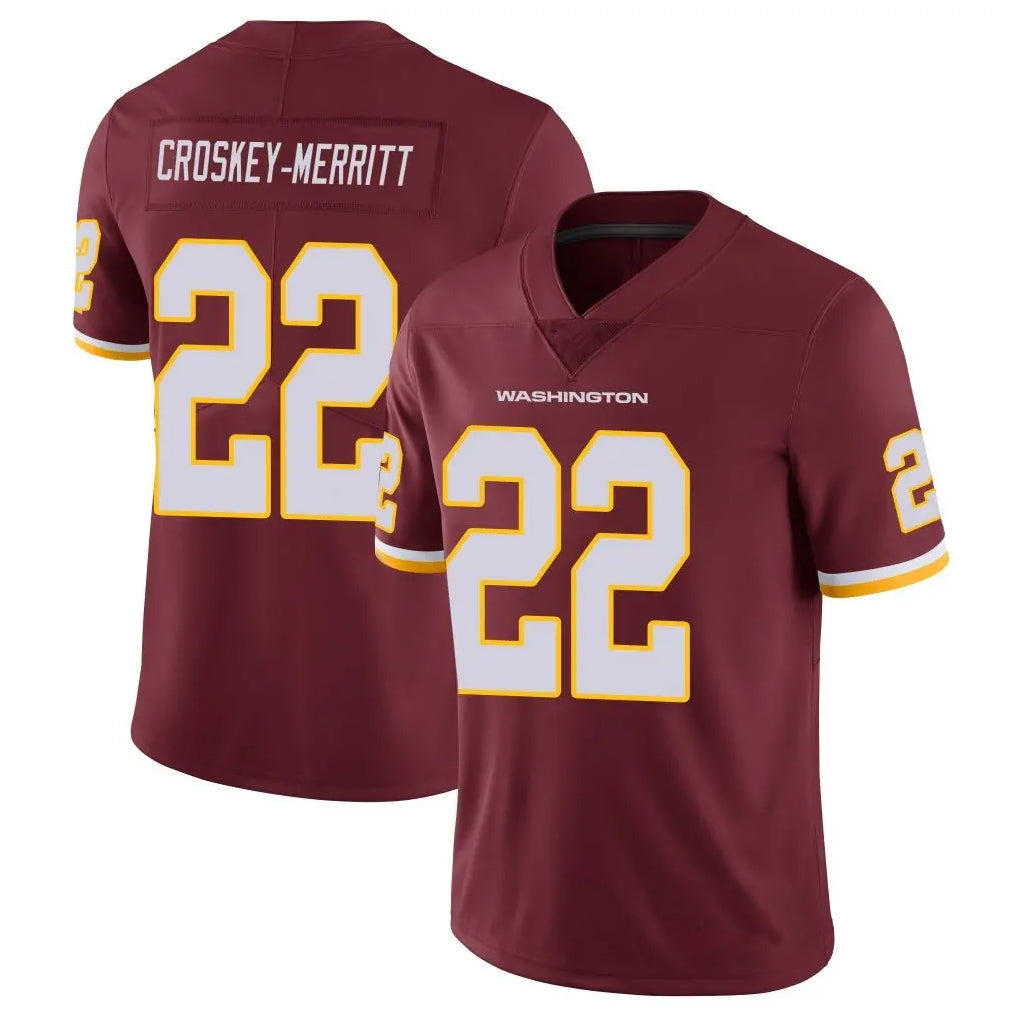 Yuxns W.Commanders #22 Jacory Croskey-Merritt Player Burgundy Vapor Limited Stitched Jerseys