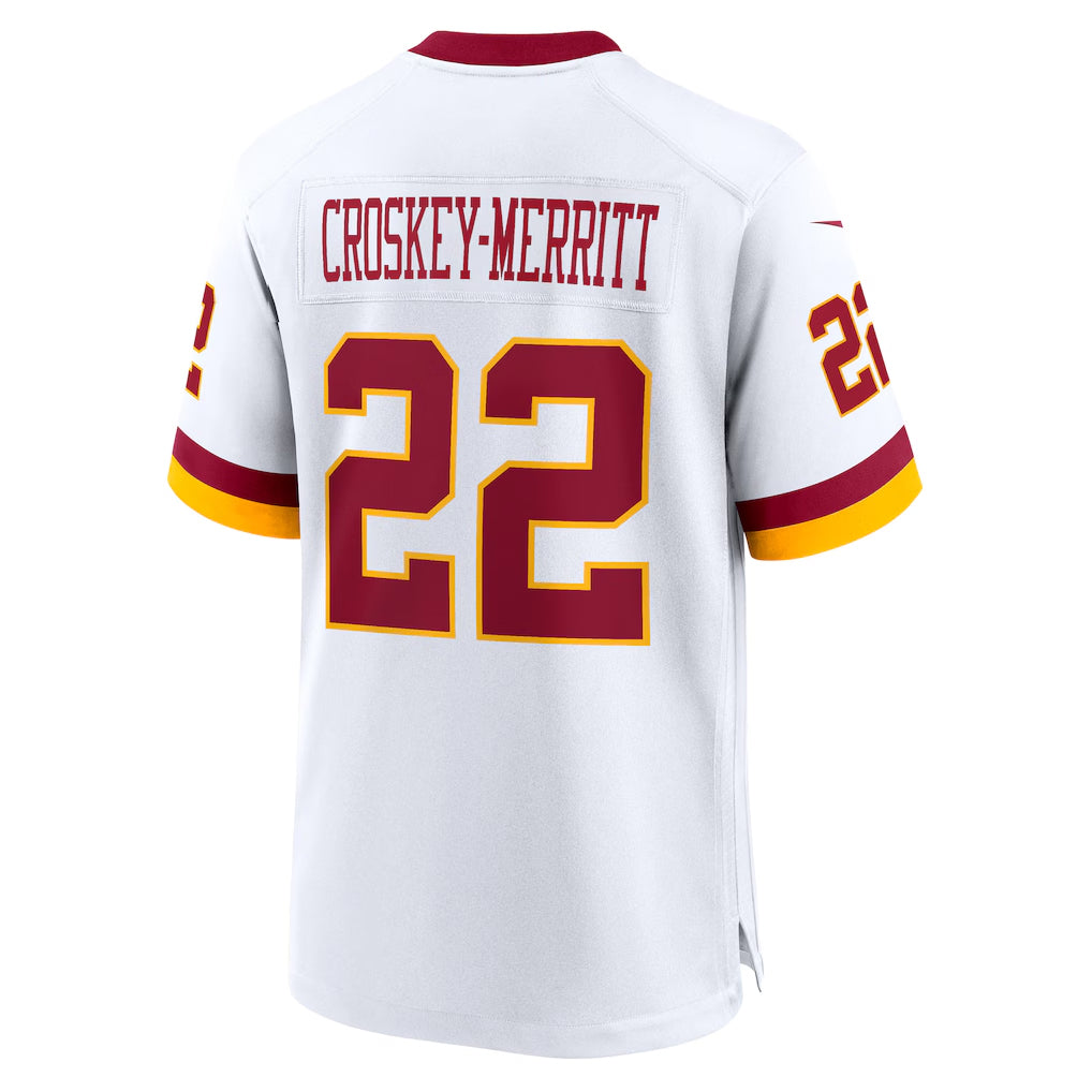 Yuxns W.Commanders #22 Jacory Croskey-Merritt Player White Home Game Stitched Jerseys