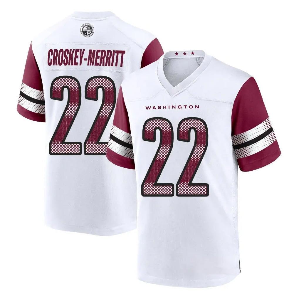 Yuxns W.Commanders #22 Jacory Croskey-Merritt Player White Limited Home Game Stitched Jerseys