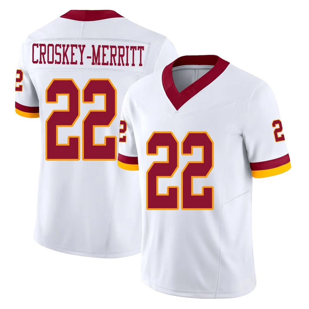 Yuxns W.Commanders #22 Jacory Croskey-Merritt Player White Home Game Stitched Jerseys