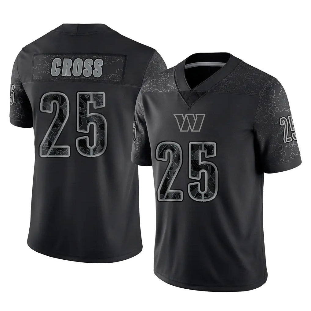 Yuxns W.Commanders #25 Nick Cross Player Black Limited Reflective Home Game Stitched Jerseys