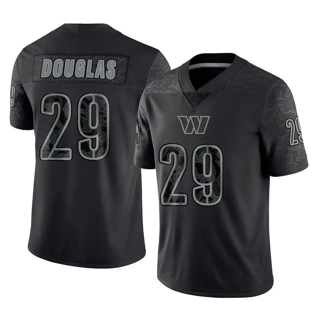Yuxns W.Commanders #29 Rasul Douglas Player Black Limited Reflective Home Game Stitched Jerseys
