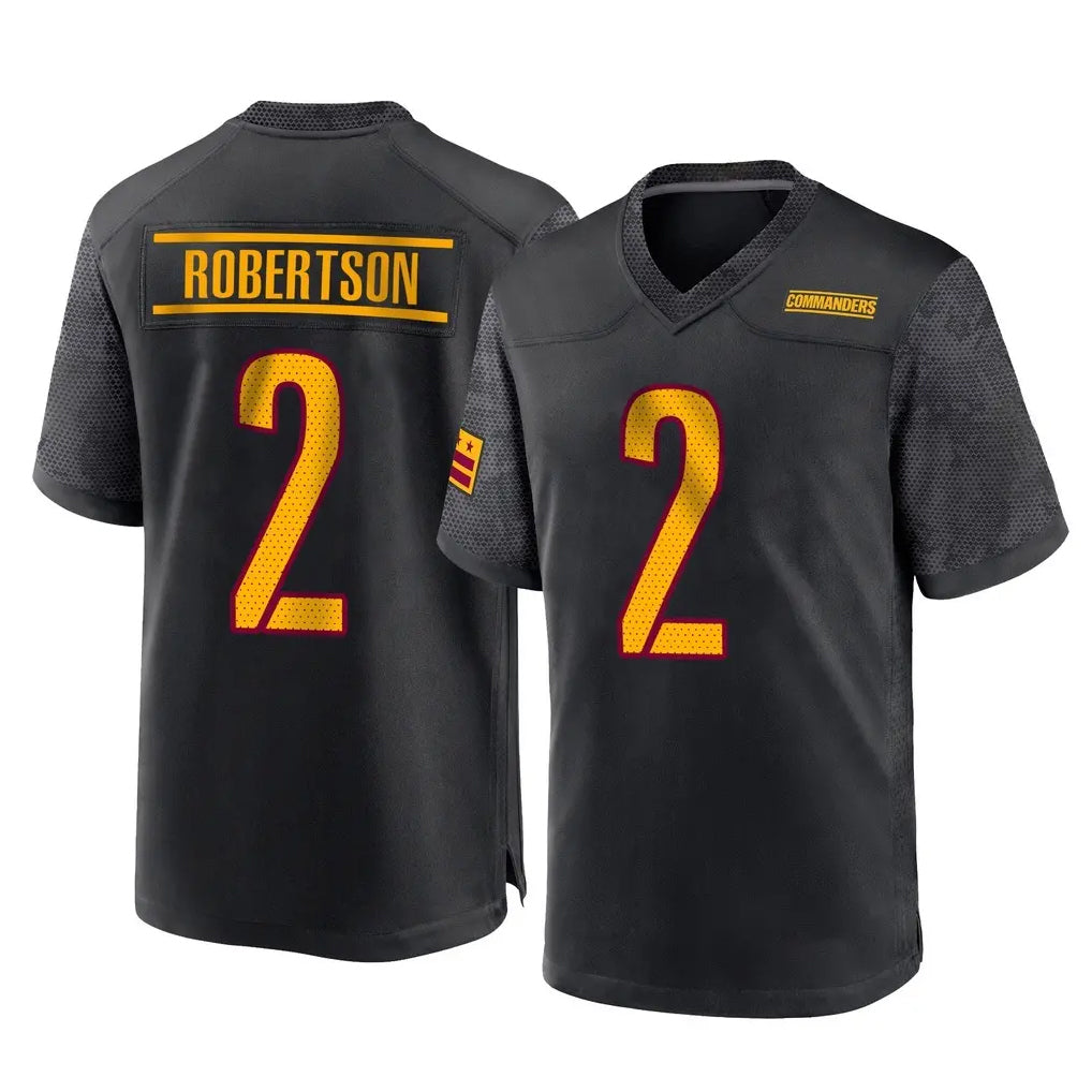 Yuxns W.Commanders #2 Amik Robertson Player Black Home Game Stitched Jerseys