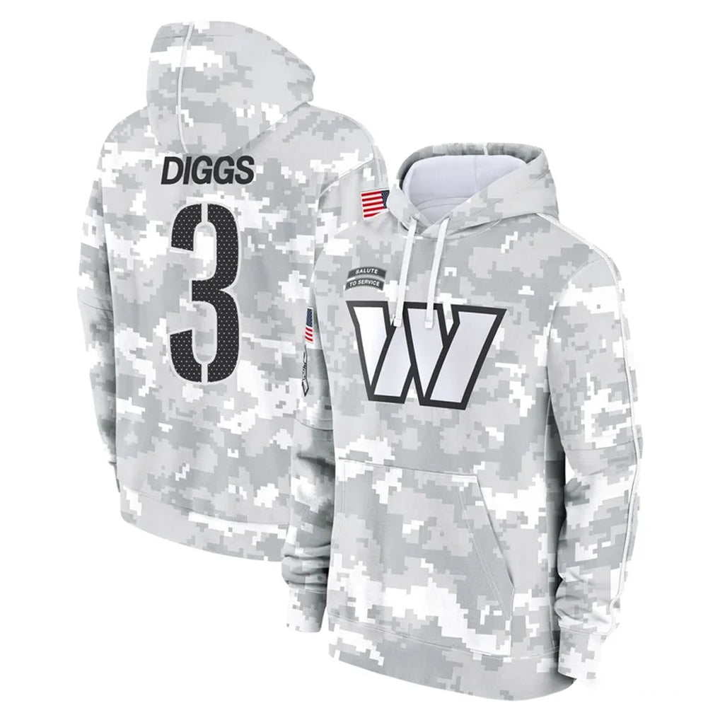 Yuxns W.Commanders #3 Stefon Diggs Player Arctic Camo Limited Salute to Service Pullover Hoodies Game Stitched Jerseys