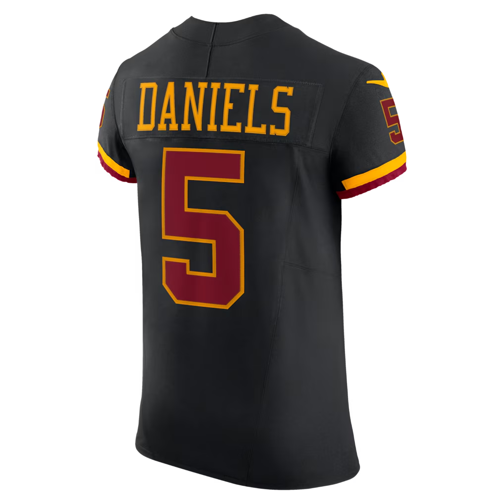 Yuxns W.Commanders #5 Jayden Daniels Black Alternate Vapor F.U.S.E. Elite Stitched Jerseys