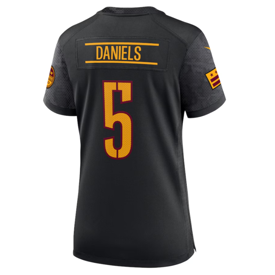 Yuxns W.Commanders #5 Jayden Daniels Black Game Player Jersey -American Stitched Jerseys