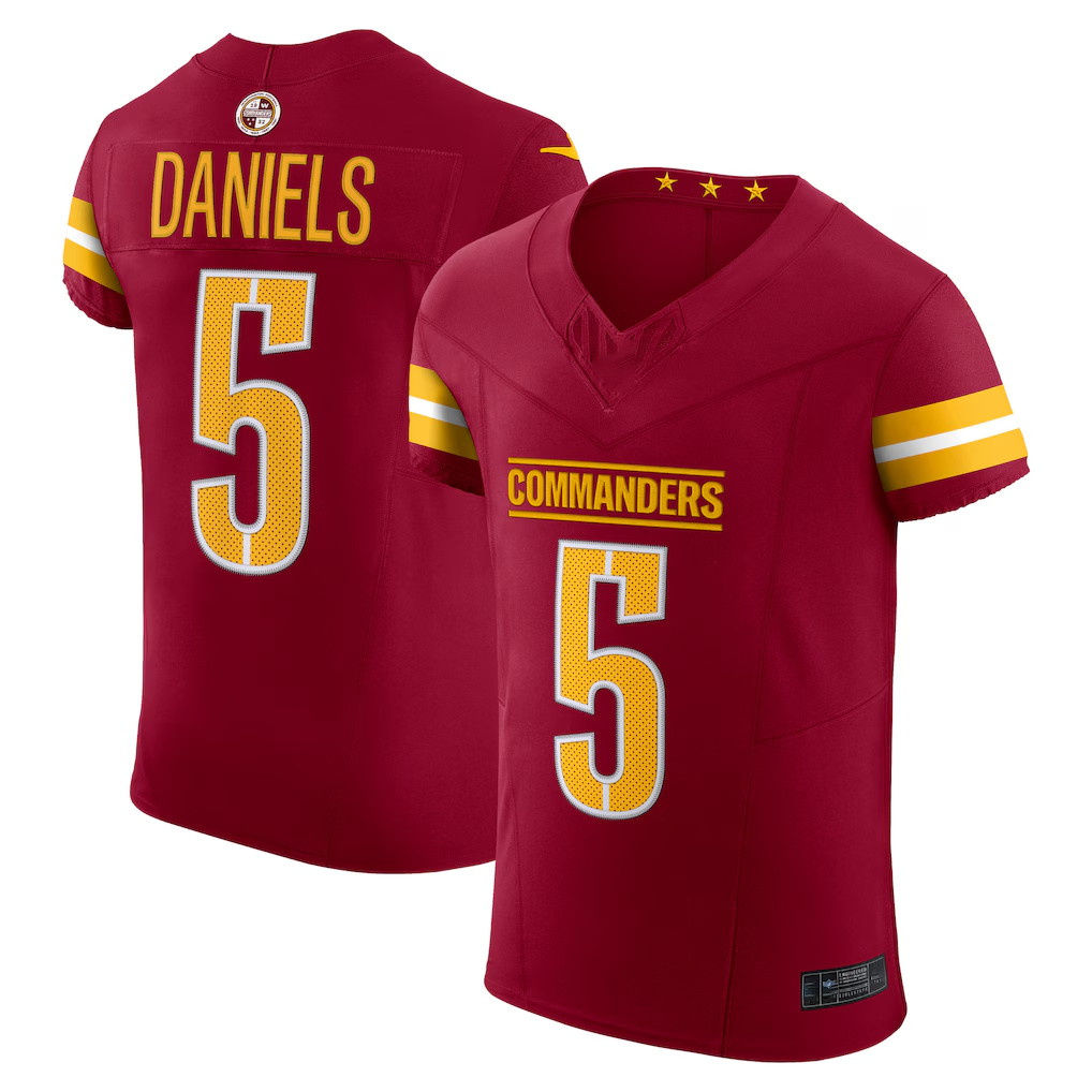 Yuxns W.Commanders #5 Jayden Daniels Burgundy Team Vapor F.U.S.E. Elite Stitched Jerseys