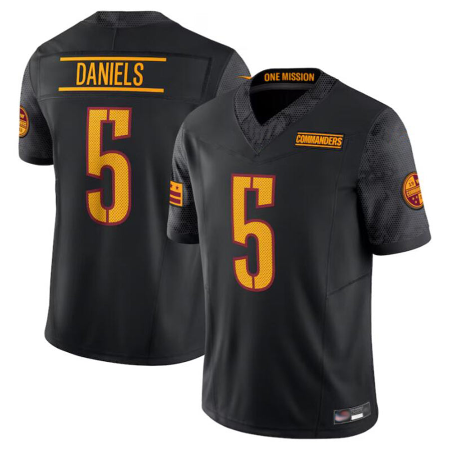 Yuxns W.Commanders #5 Jayden Daniels Player Black Vapor F.U.S.E. Limited Stitched Jerseys
