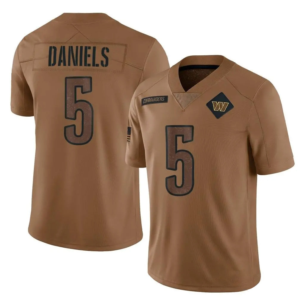 Yuxns W.Commanders #5 Jayden Daniels Player Brown Limited Salute To Service Home Game Stitched Jerseys