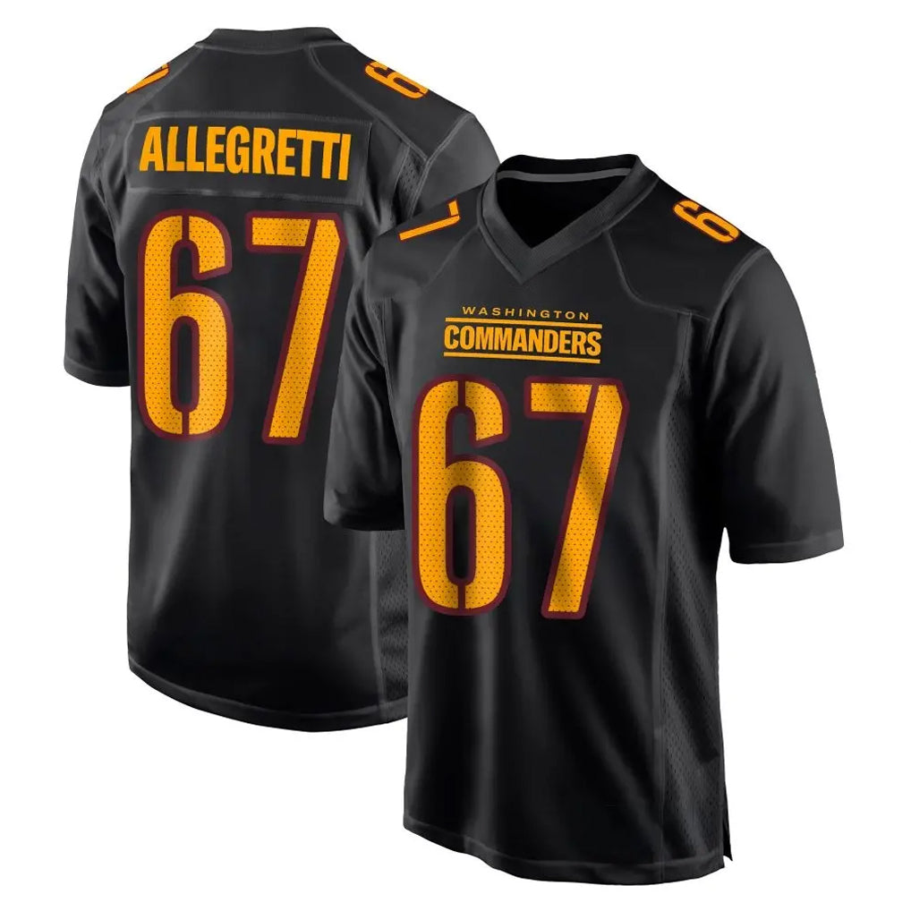 Yuxns W.Commanders #67 Nick Allegretti Player Black Carbon Fashion Home Game Stitched Jerseys
