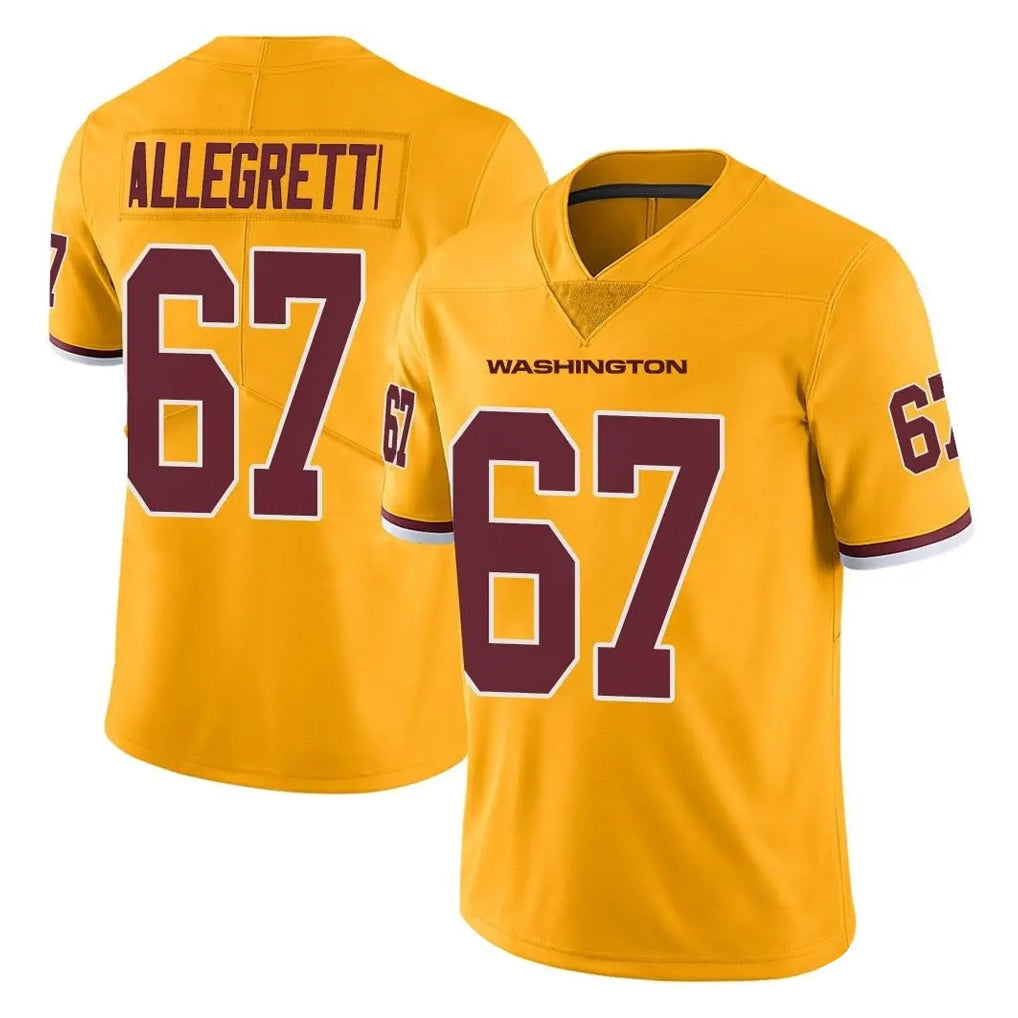 Yuxns W.Commanders #67 Nick Allegretti Player Gold Limited Color Rush Home Game Stitched Jerseys