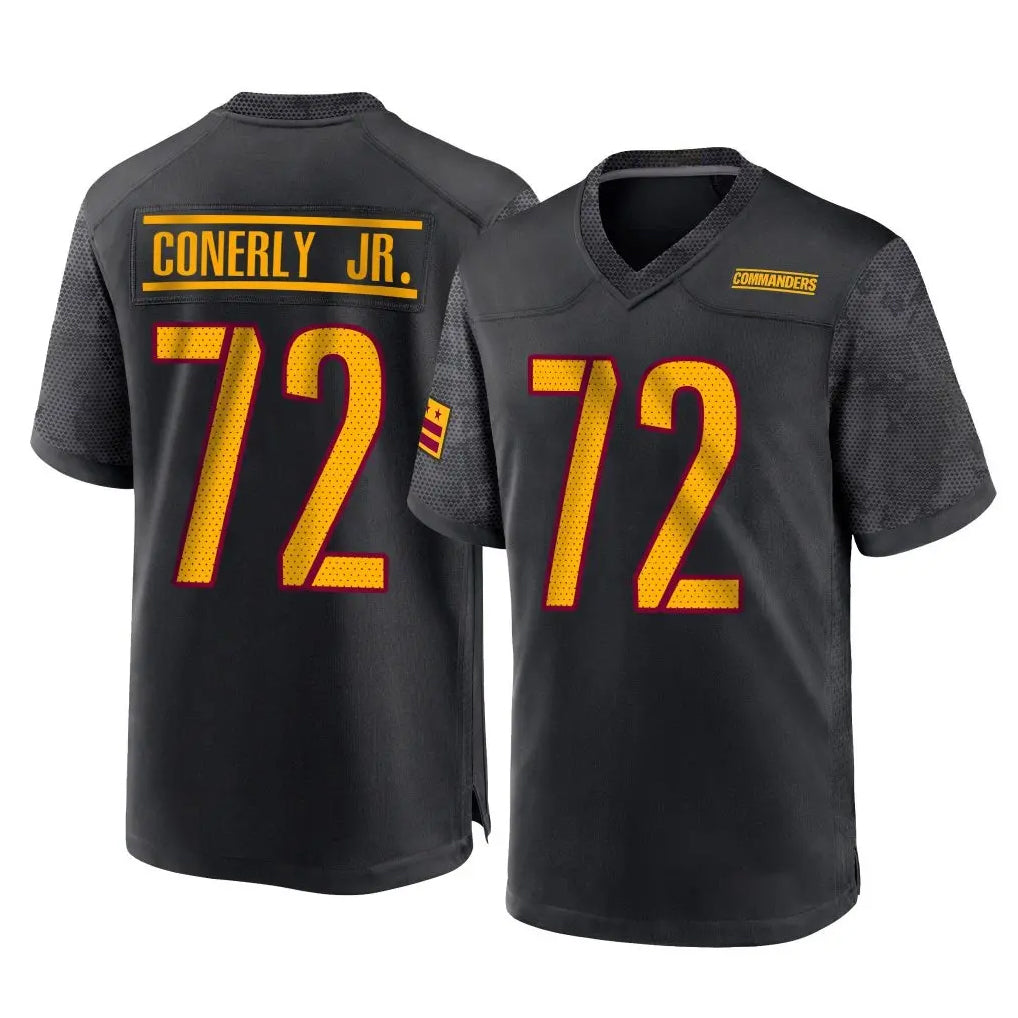 Yuxns W.Commanders #72 Josh Conerly Jr. Player Black Home Game Stitched Jerseys