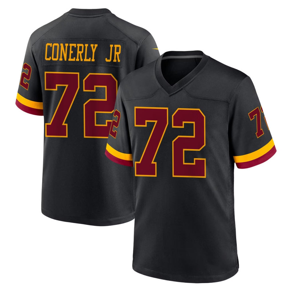 Yuxns W.Commanders #72 Josh Conerly Jr. Player Black Limited Home Game Stitched Jerseys