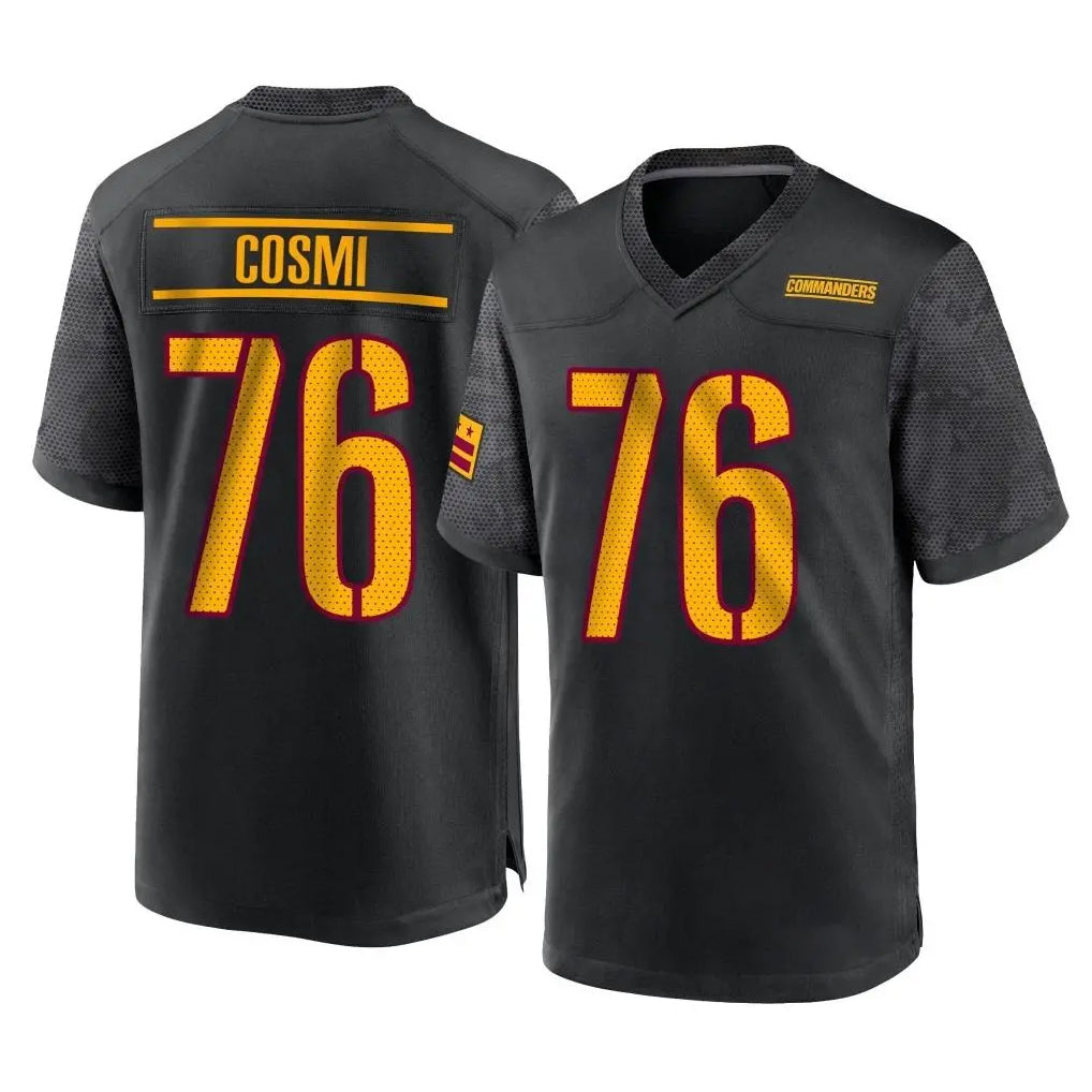 Yuxns W.Commanders #76 Sam Cosmi Player Black Home Game Stitched Jerseys