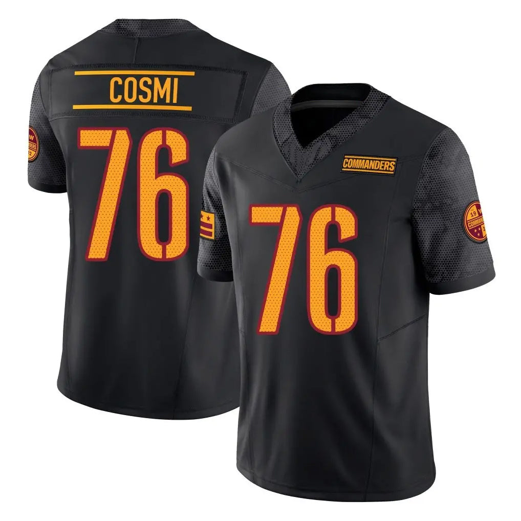 Yuxns W.Commanders #76 Sam Cosmi Player Black Limited Vapor F.U.S.E. Home Game Stitched Jerseys