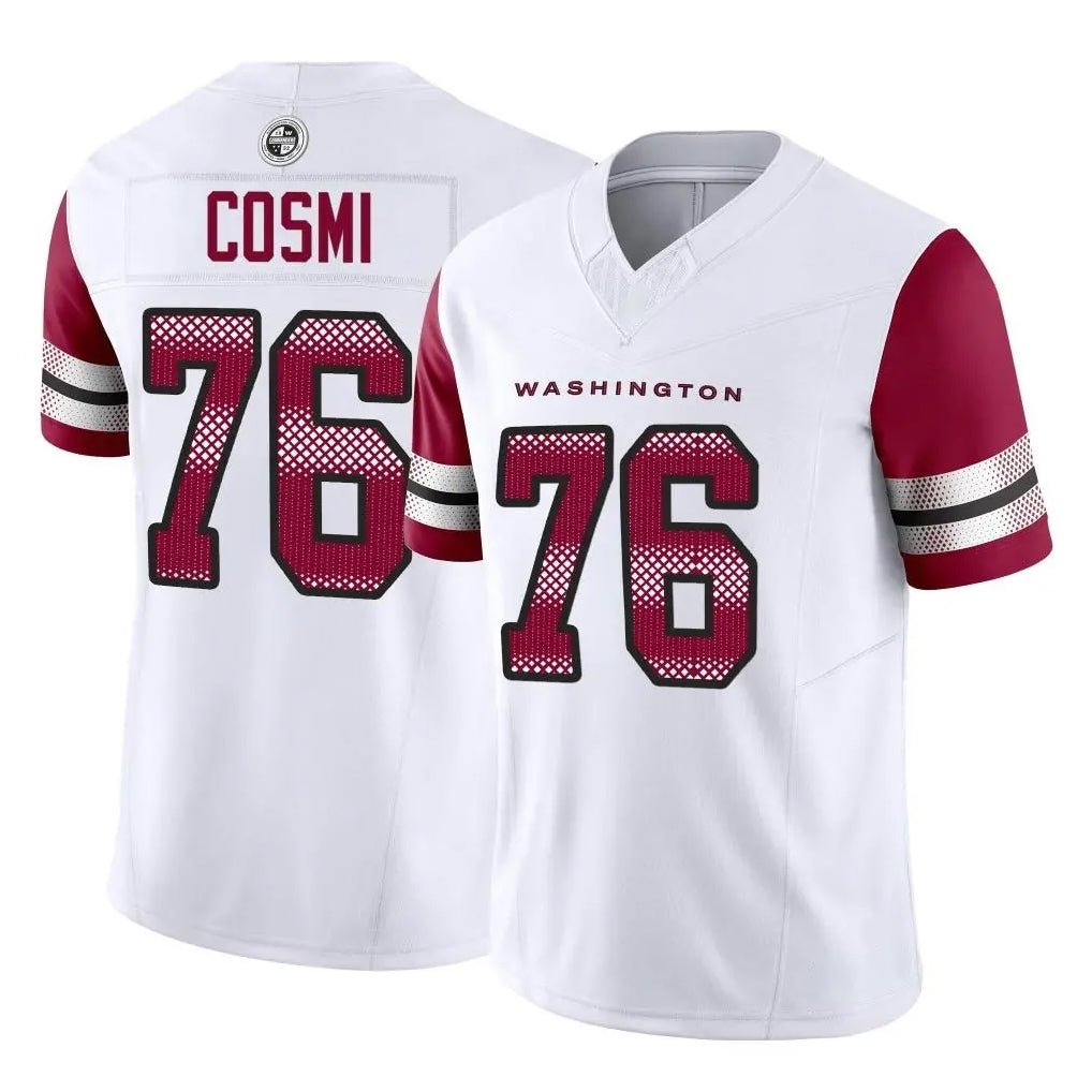 Yuxns W.Commanders #76 Sam Cosmi Player White Vapor F.U.S.E. Limited Home Game Stitched Jerseys