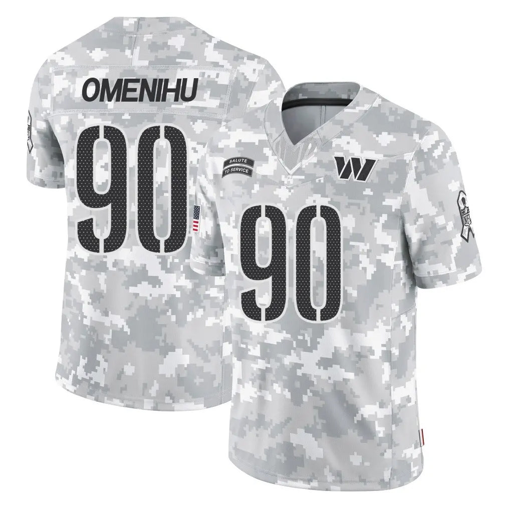 Yuxns W.Commanders #90 Charles Omenihu Player Arctic Camo Limited Salute To Service Home Game Stitched Jerseys