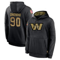 Yuxns W.Commanders #90 Charles Omenihu Player Black Salute to Service Performance Pullover Hoodies Home Game Stitched Jerseys