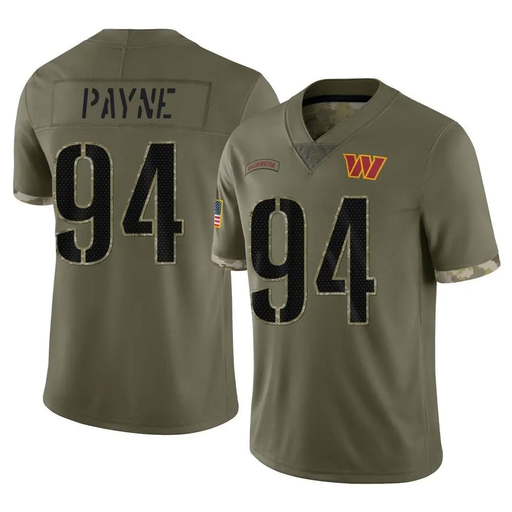 Yuxns W.Commanders #94 Daron Payne Player Olive Salute To Service Limited Home Game Stitched Jerseys