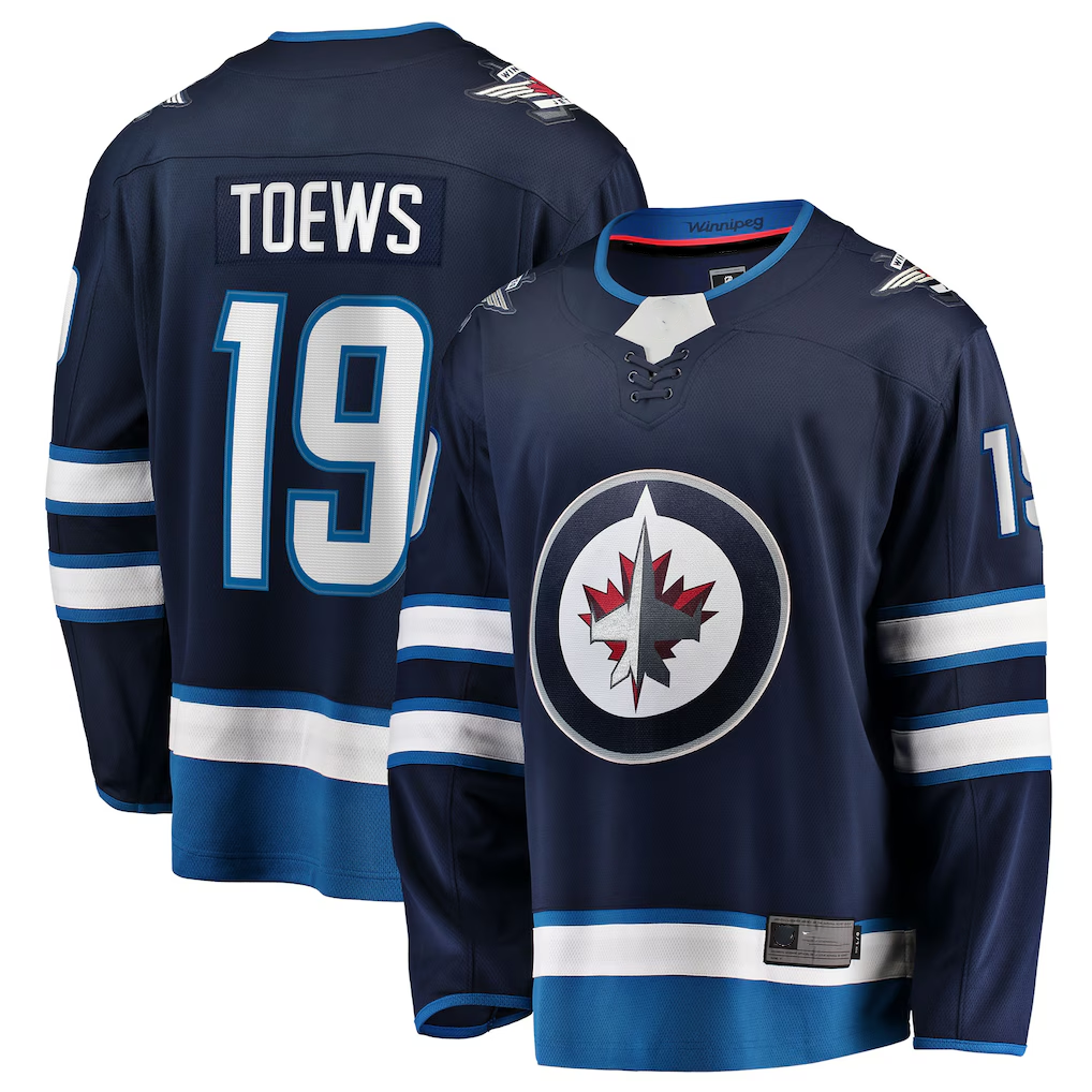 Yuxns W.Jets #19 Jonathan Toews Navy Home Breakaway Jerseys