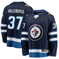Yuxns W.Jets #37 Connor Hellebuyck Navy Breakaway Replica Jerseys