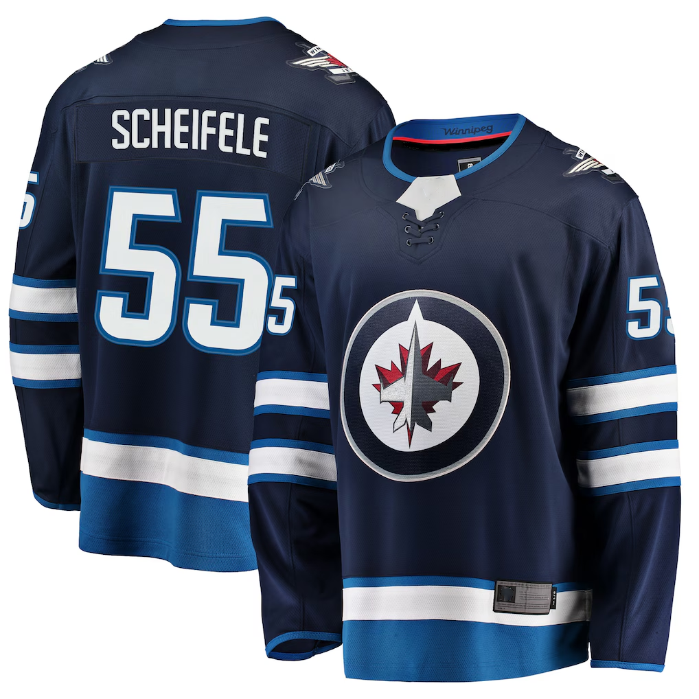 Yuxns W.Jets #55 Mark Scheifele Navy Breakaway Replica Jerseys
