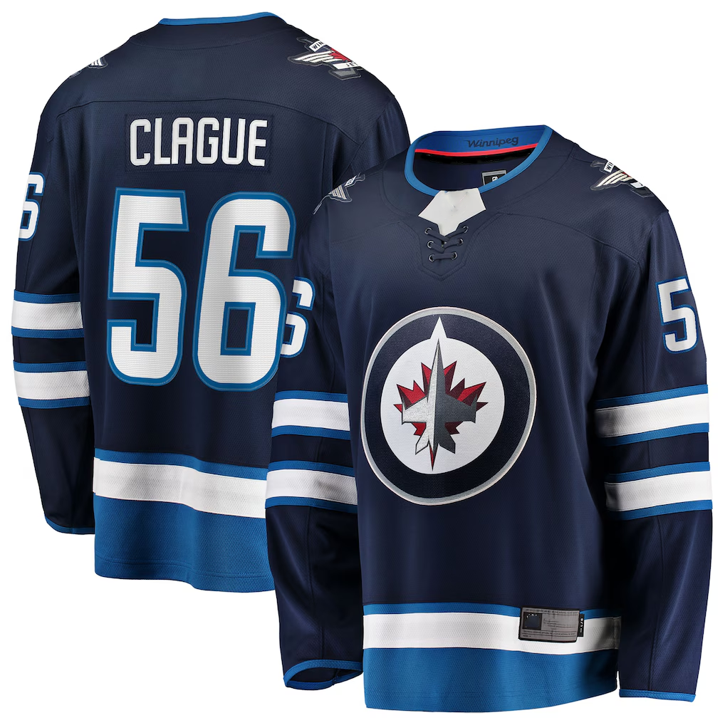 Yuxns W.Jets #56 Kale Clague Navy Home Breakaway Jerseys