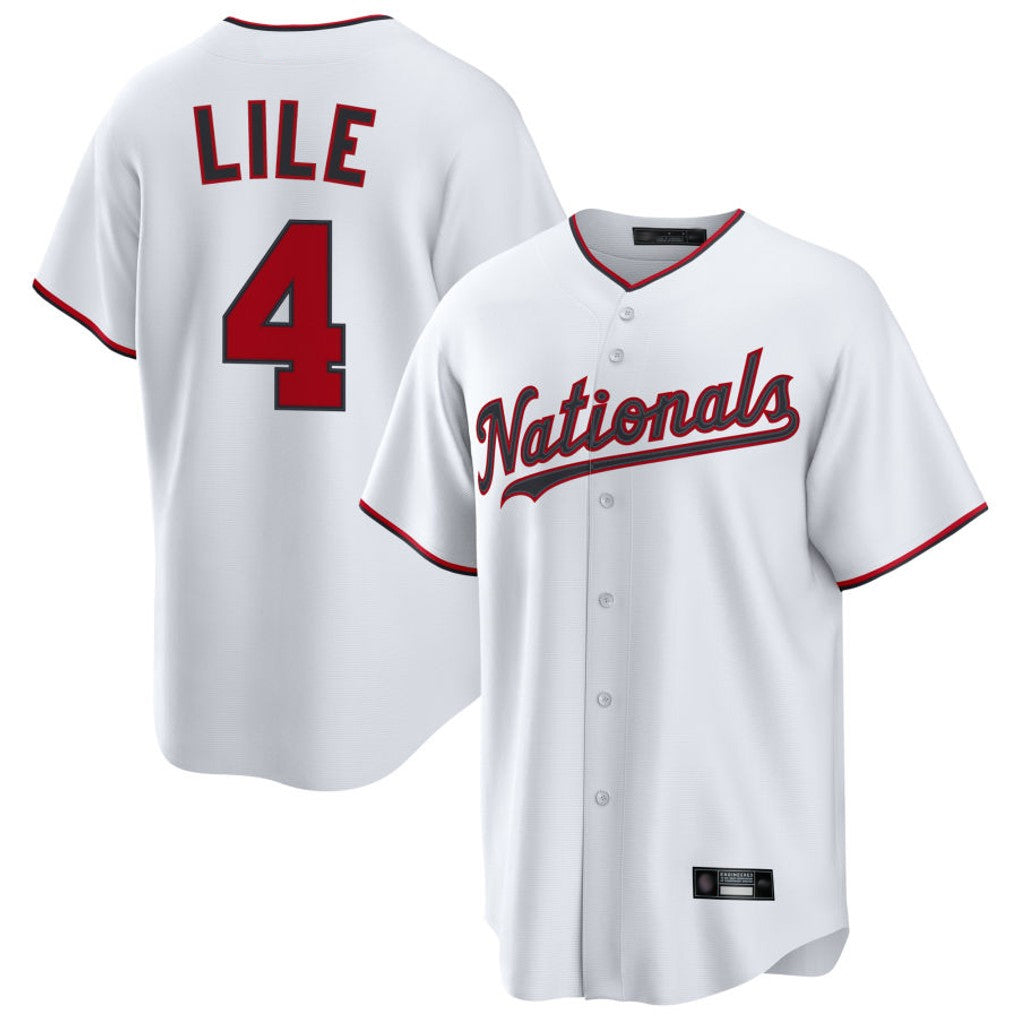 Yuxns W.Nationals #4 Daylen Lile Player White Replica Game Stitched Jerseys