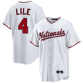 Yuxns W.Nationals #4 Daylen Lile Player White Replica Game Stitched Jerseys